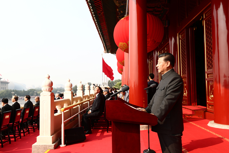 10月1日上午，慶祝中華人民共和國成立70周年大會在北京天安門廣場隆重舉行。中共中央總書記、國家主席、中央軍委主席習近平發表重要講話。